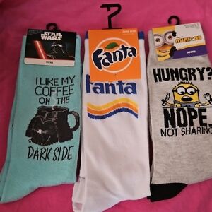 Disney Star Wars and Minions Socks - Teal, White, Gray